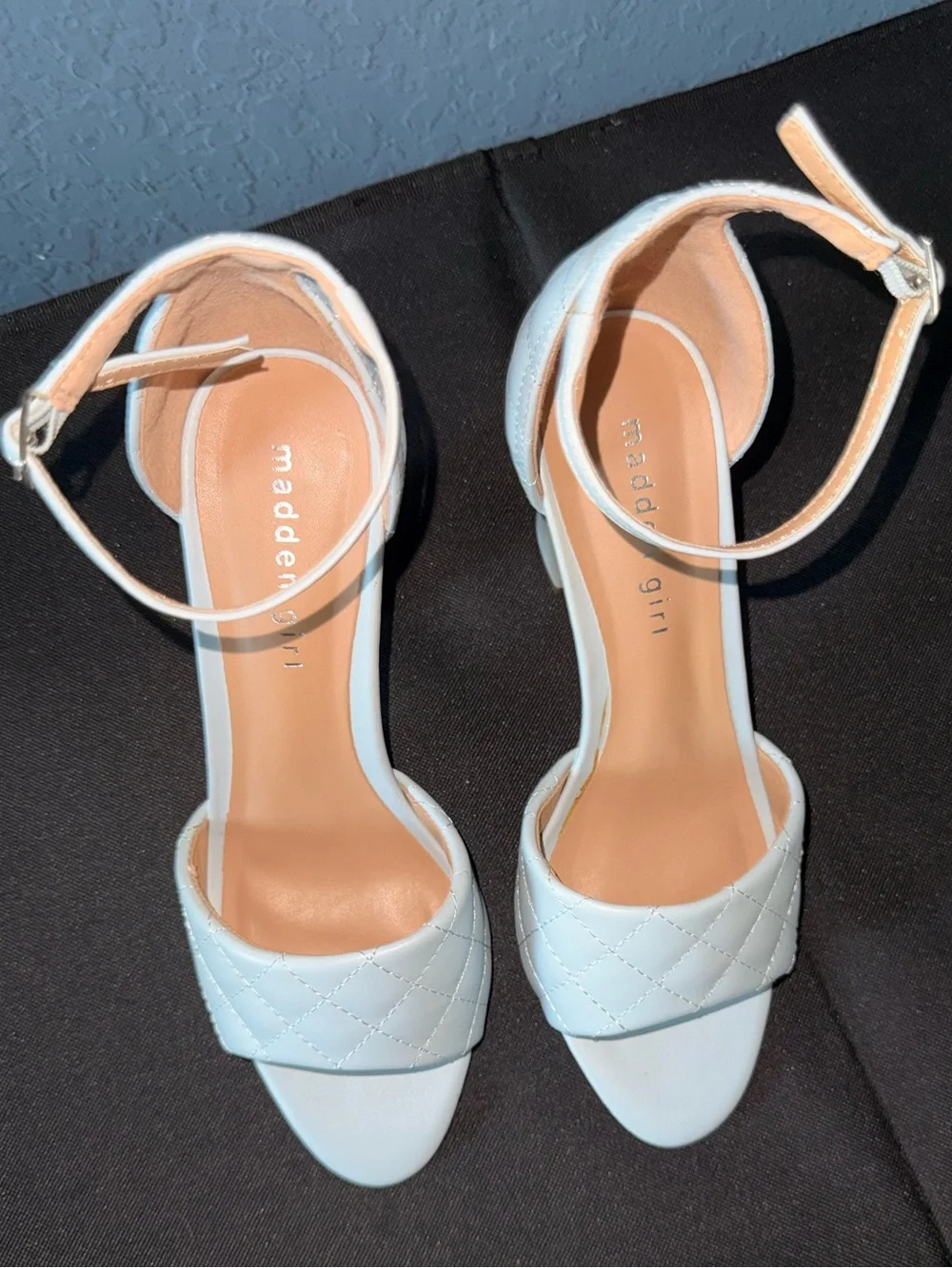 Madden Girl Baby Blue Quilted Block Heel